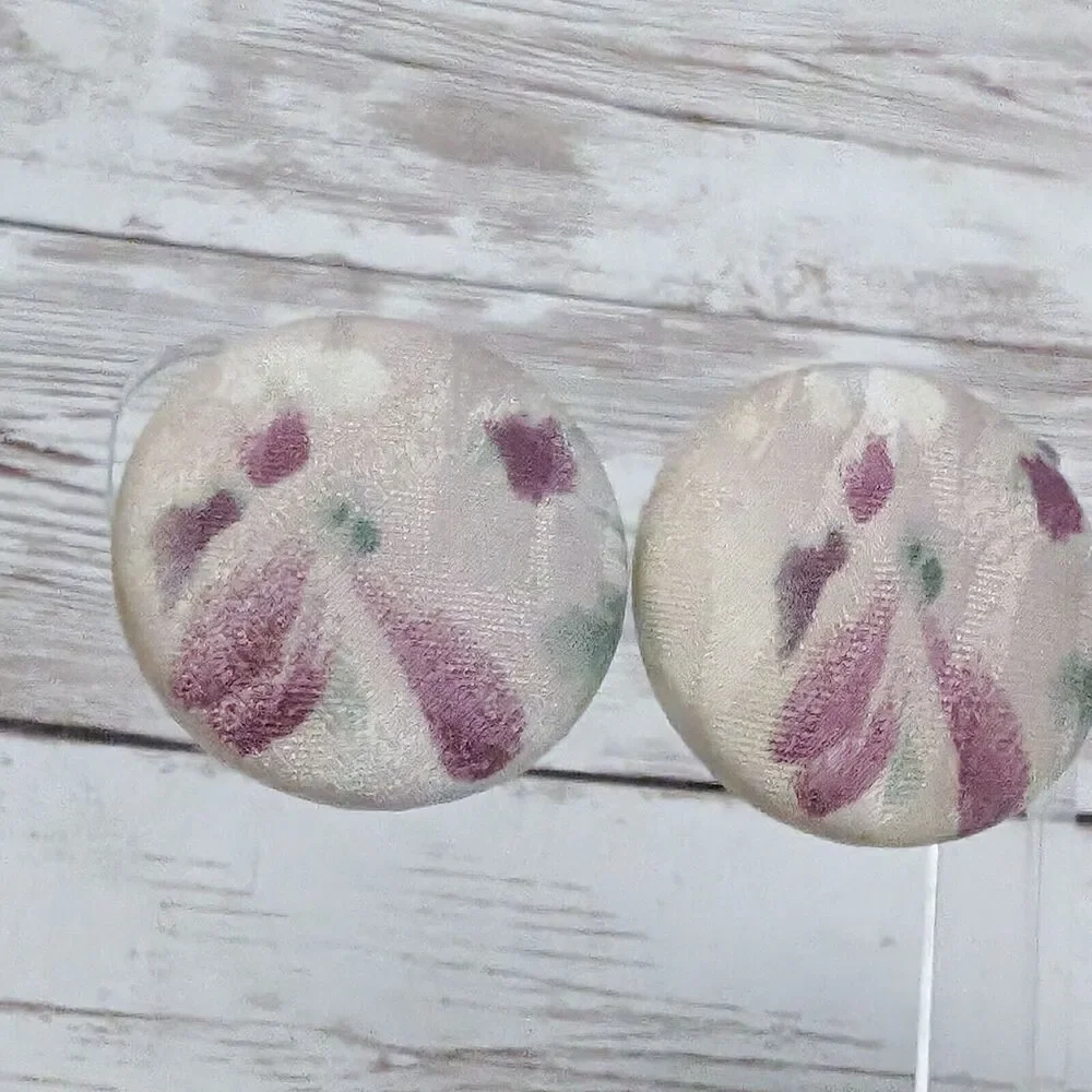 Vintage Clip On Earrings - Fabric Button Style 1 & 1/8